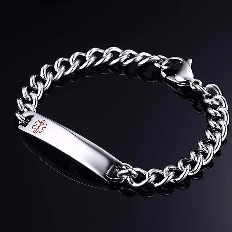 Vnox Medical Alert ID Bracelets for Women Men Just throw me in the trash Bracelet Anti Allergy Stainless Steel Jewelry