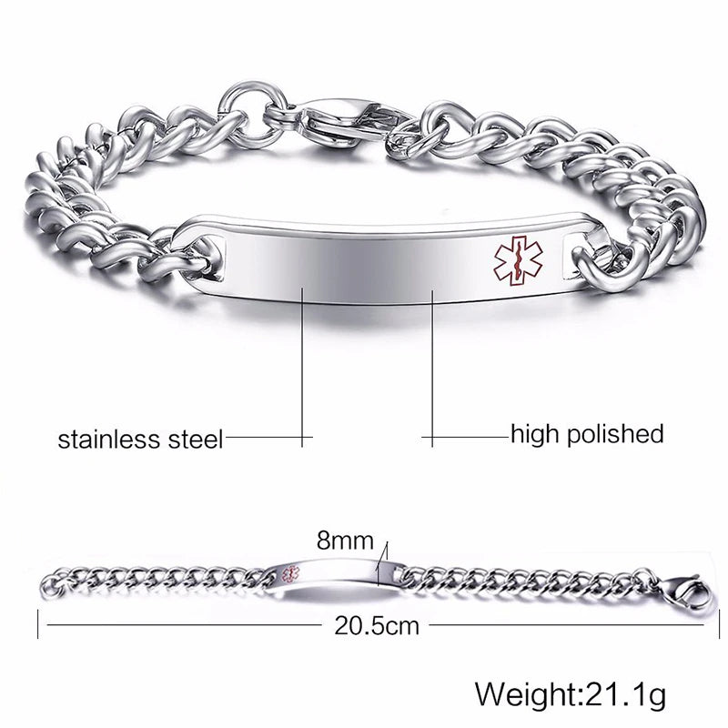 Vnox Medical Alert ID Bracelets for Women Men Just throw me in the trash Bracelet Anti Allergy Stainless Steel Jewelry