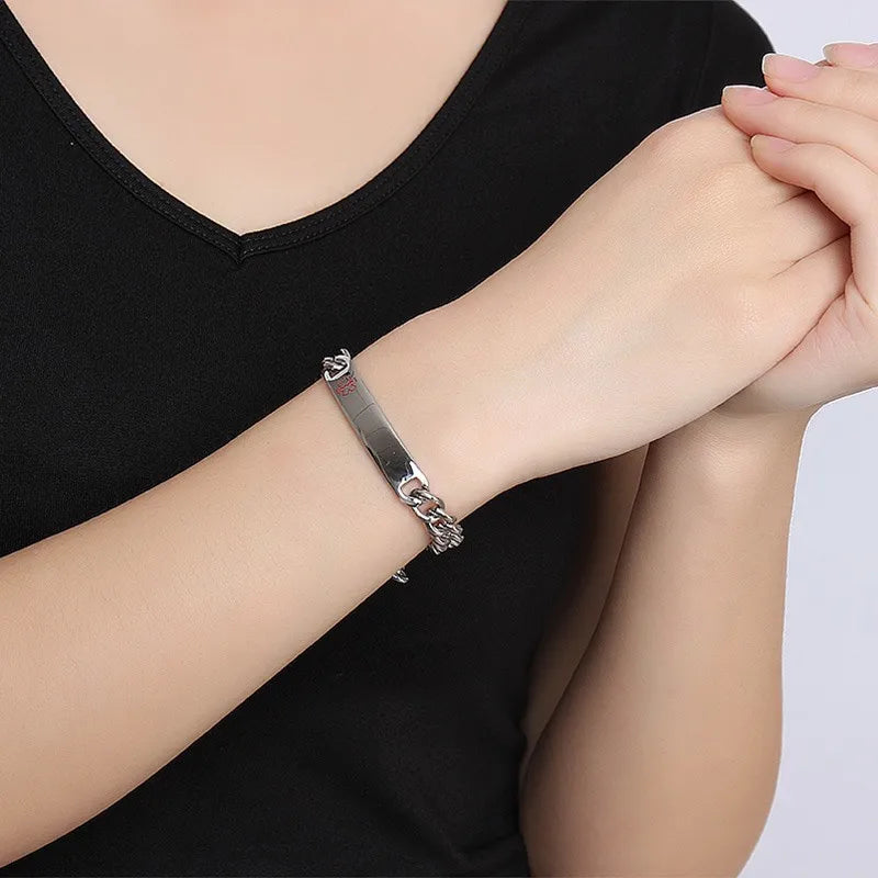 Vnox Medical Alert ID Bracelets for Women Men Just throw me in the trash Bracelet Anti Allergy Stainless Steel Jewelry