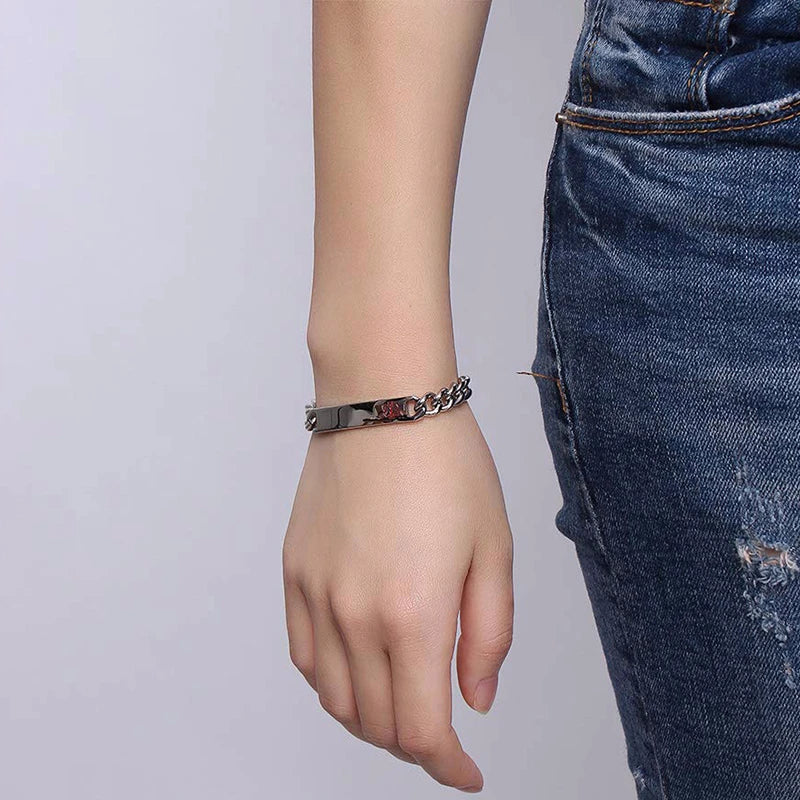 Vnox Medical Alert ID Bracelets for Women Men Just throw me in the trash Bracelet Anti Allergy Stainless Steel Jewelry