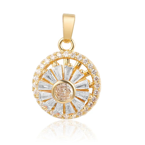 Elegant Sunflower Ani Stress Anxiety Zircon Fidget Pendant Spinning Rotatable Charms DIY Jewelry Necklace Pendants