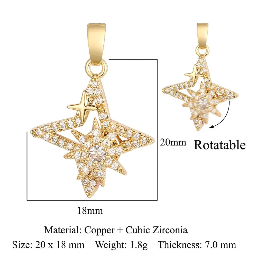 Elegant Sunflower Ani Stress Anxiety Zircon Fidget Pendant Spinning Rotatable Charms DIY Jewelry Necklace Pendants