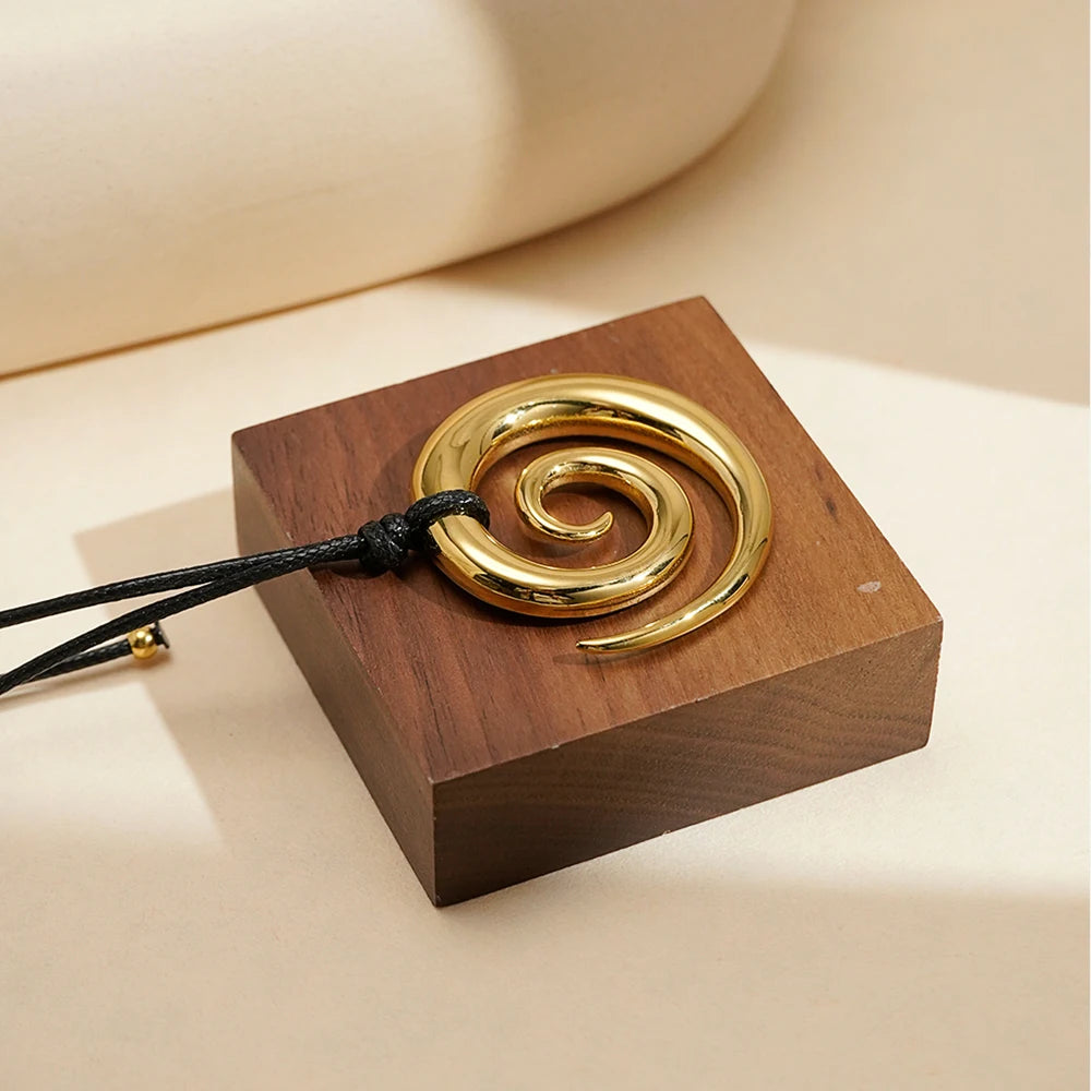 ENFASHION Para Mujer Spiral Pendant Chain Necklace For Women's Stainless steel 18K Plated Gold Fashion Jewelry Dailywear P253556