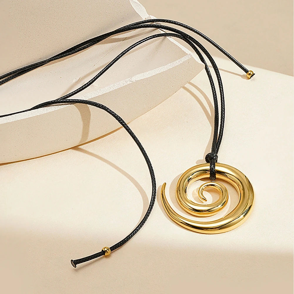 ENFASHION Para Mujer Spiral Pendant Chain Necklace For Women's Stainless steel 18K Plated Gold Fashion Jewelry Dailywear P253556