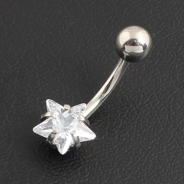 Star Zircon Jeweled Style Belly Button Ring  Navel Rings Piercing 316L Stainless steel Body Piercing Jewelry Gift