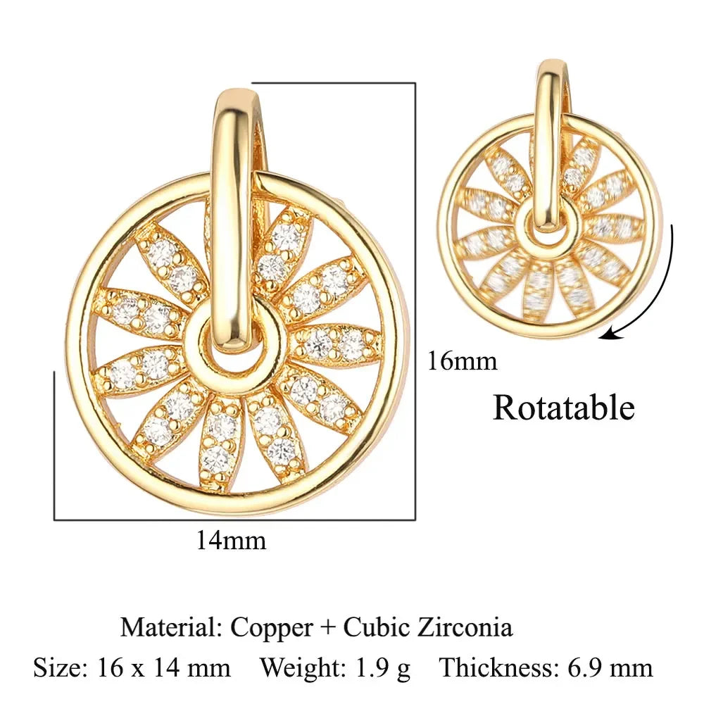 Elegant Sunflower Ani Stress Anxiety Zircon Fidget Pendant Spinning Rotatable Charms DIY Jewelry Necklace Pendants