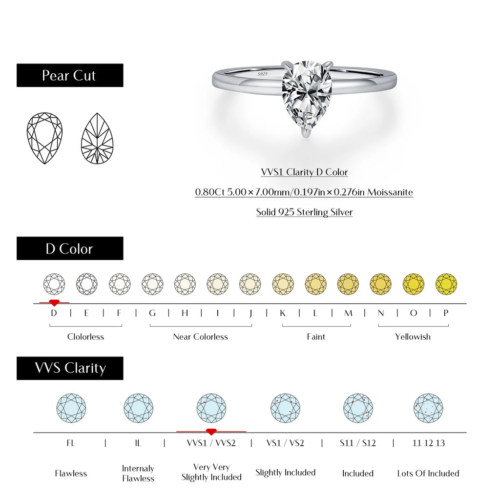 MODIAN D Color Pear Cut Moissanite Ring 925 Sterling Silver Water Drop Lab Diamond Wedding Rings For Women Wedding Fine Jewelry