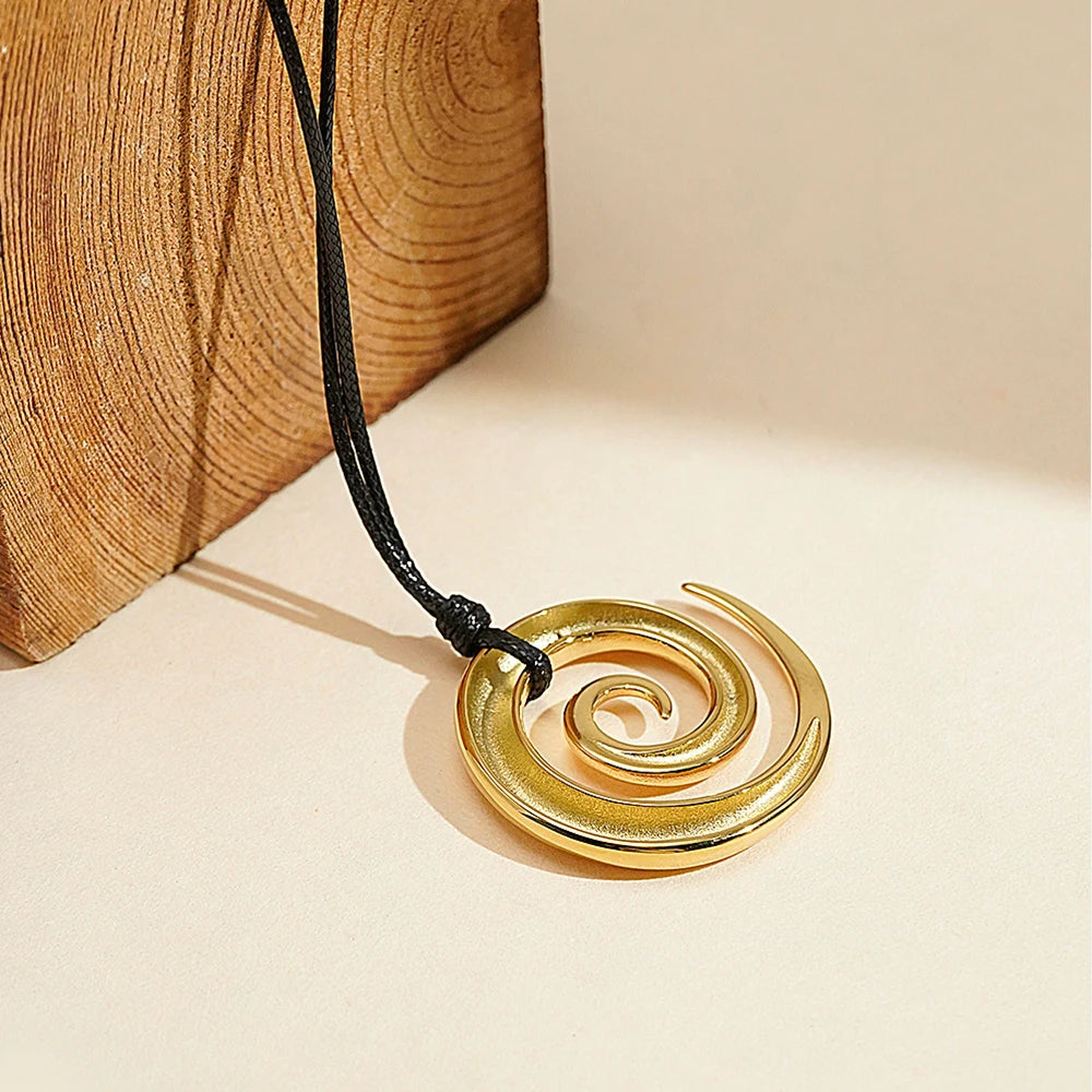 ENFASHION Para Mujer Spiral Pendant Chain Necklace For Women's Stainless steel 18K Plated Gold Fashion Jewelry Dailywear P253556