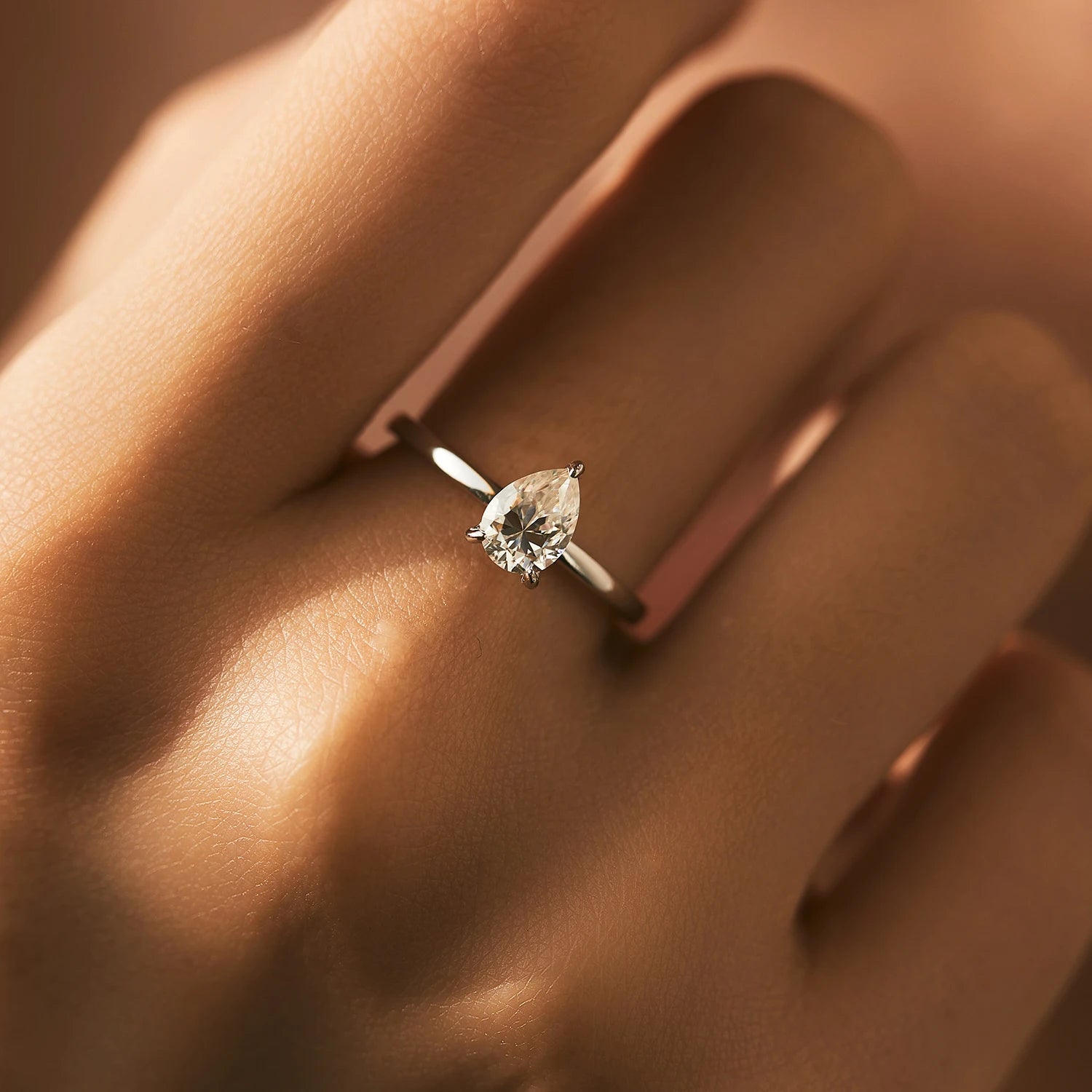 MODIAN D Color Pear Cut Moissanite Ring 925 Sterling Silver Water Drop Lab Diamond Wedding Rings For Women Wedding Fine Jewelry