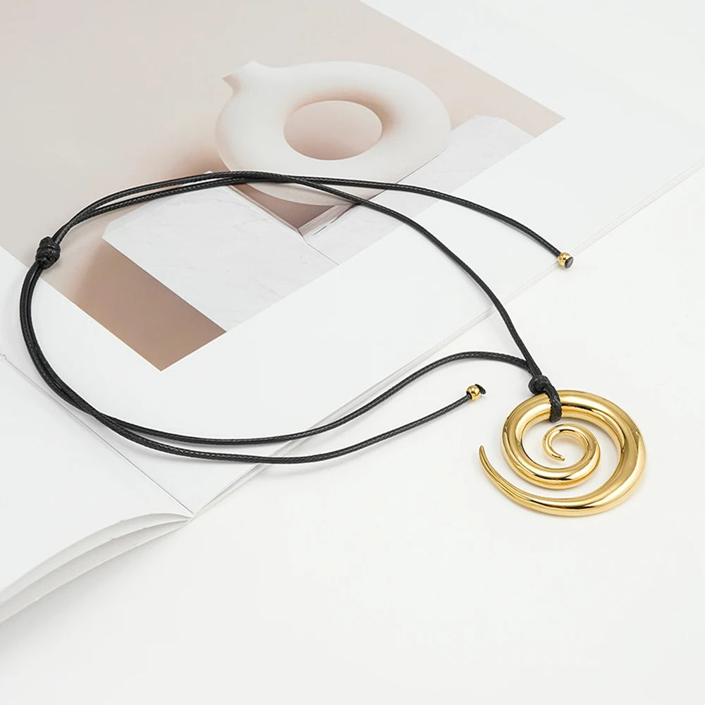 ENFASHION Para Mujer Spiral Pendant Chain Necklace For Women's Stainless steel 18K Plated Gold Fashion Jewelry Dailywear P253556