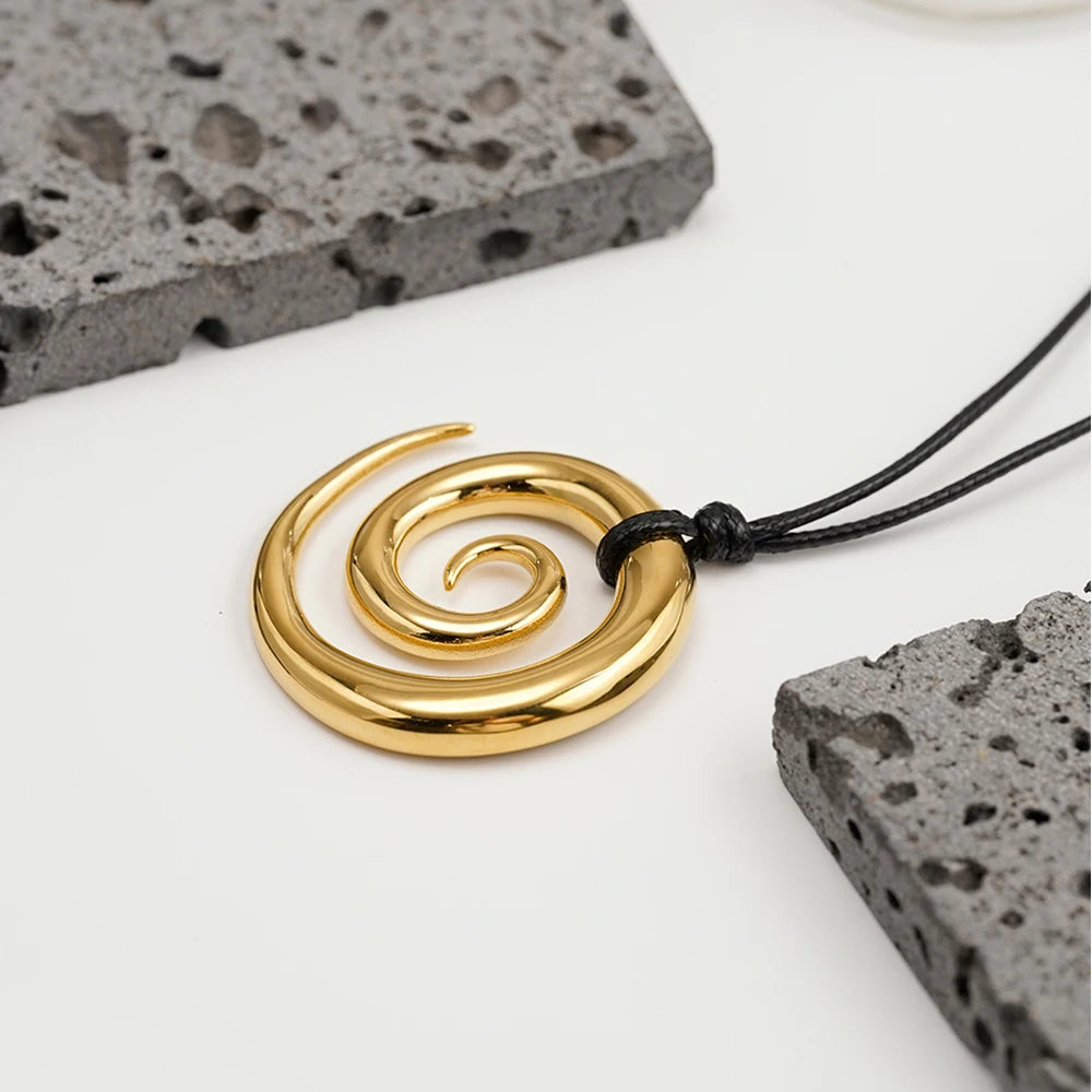 ENFASHION Para Mujer Spiral Pendant Chain Necklace For Women's Stainless steel 18K Plated Gold Fashion Jewelry Dailywear P253556
