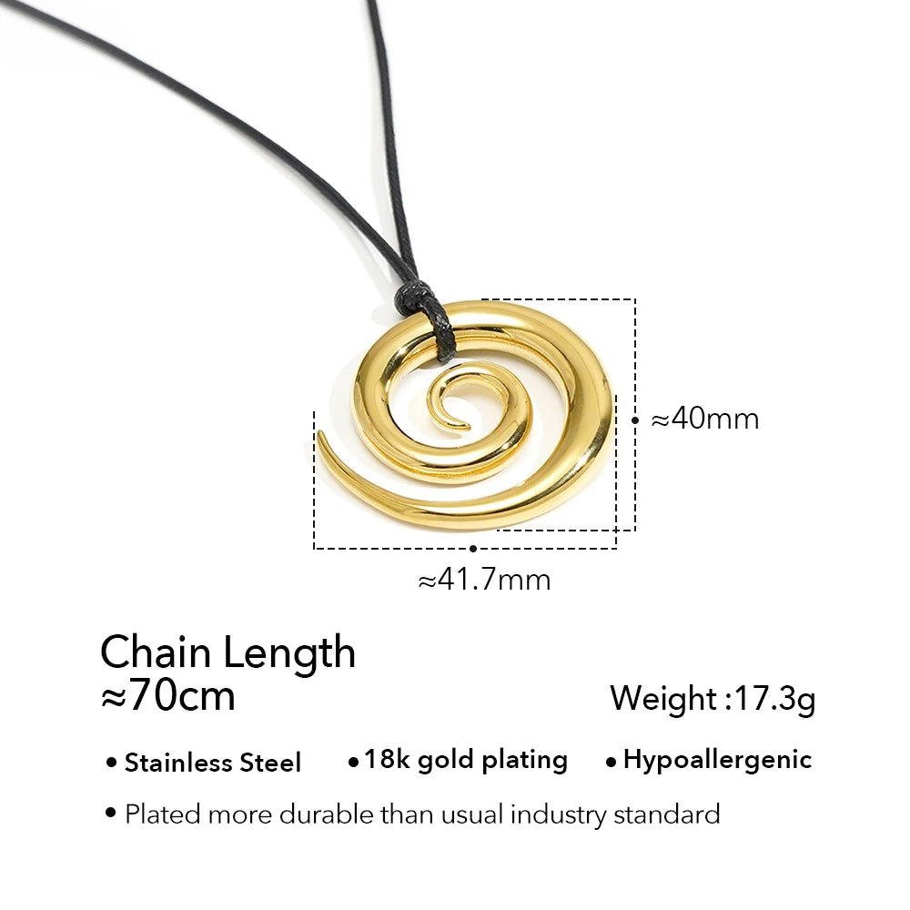 ENFASHION Para Mujer Spiral Pendant Chain Necklace For Women's Stainless steel 18K Plated Gold Fashion Jewelry Dailywear P253556