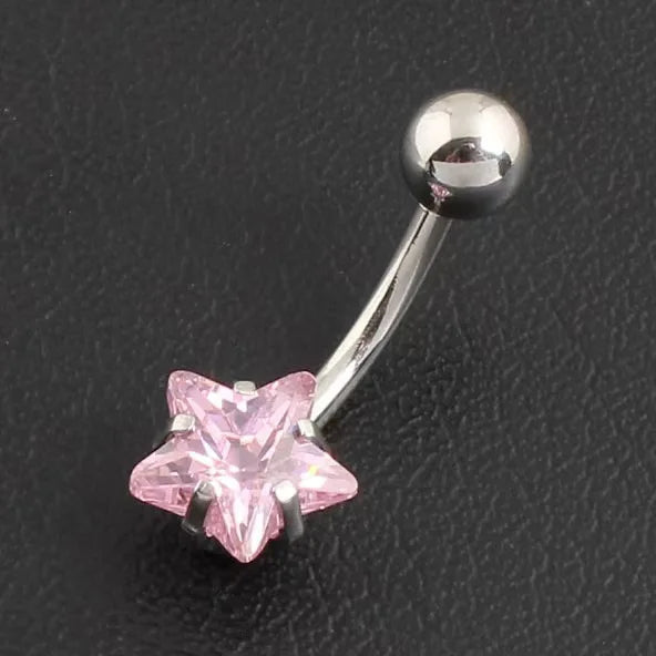 Star Zircon Jeweled Style Belly Button Ring  Navel Rings Piercing 316L Stainless steel Body Piercing Jewelry Gift