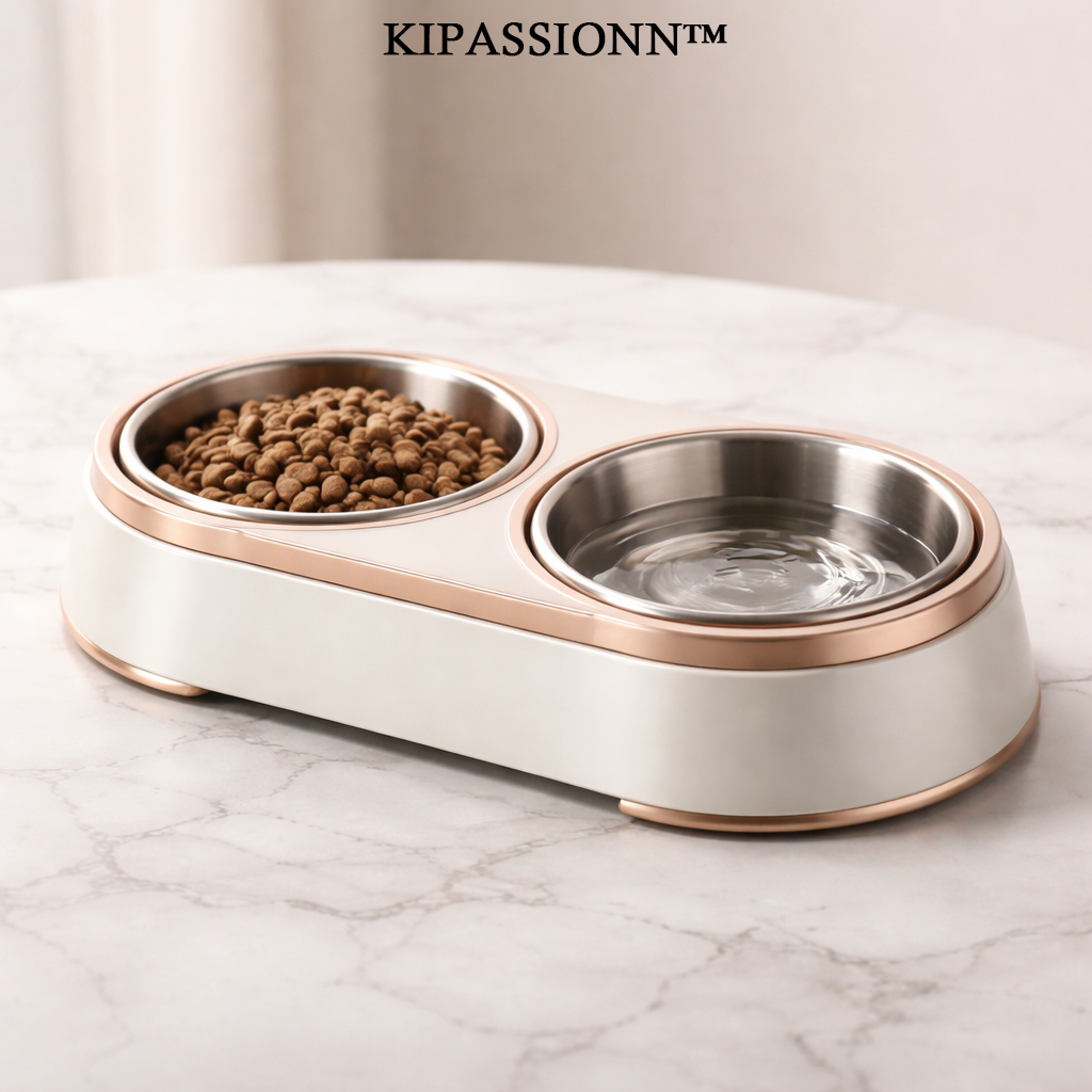 KIPASSIONN™ RoseLine Double Pet Dining Bowl